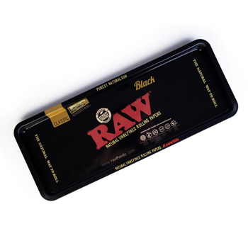 Поднос Raw Black Metal Rolling Tray Long 47x17 - Аксессуары для курения - Подносы - Магазин вапорайзеров, бонгов и лучших аксессуаров для курения  rastastore.ru